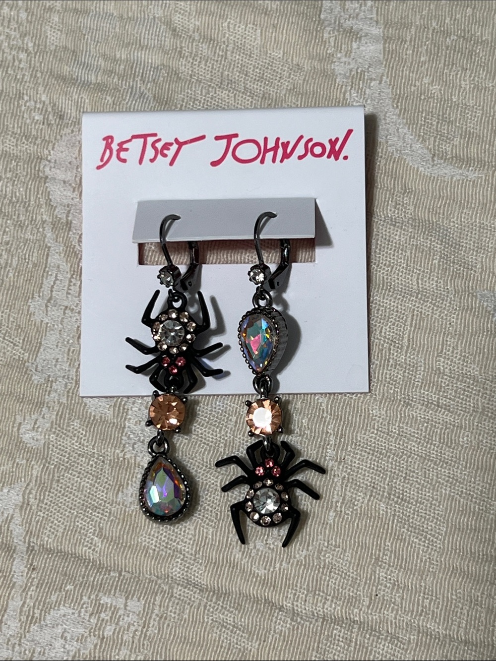 Betsey Johnson Mismatch Spider Earrings